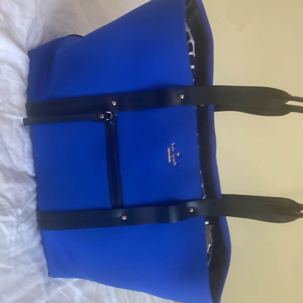 kate spade cobalt blue and black tote bag - Picture 3 of 4